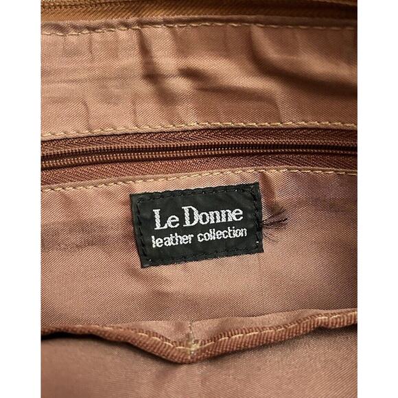 Le Donne‎ Leather Carefree Top Zip Camel Brown Colombian Leather Crossbody Bag - Picture 7 of 10